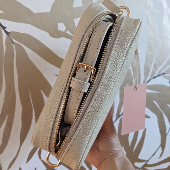 Quince Italian Leather Crossbody Bag Stone NEW - Picture 8 of 15